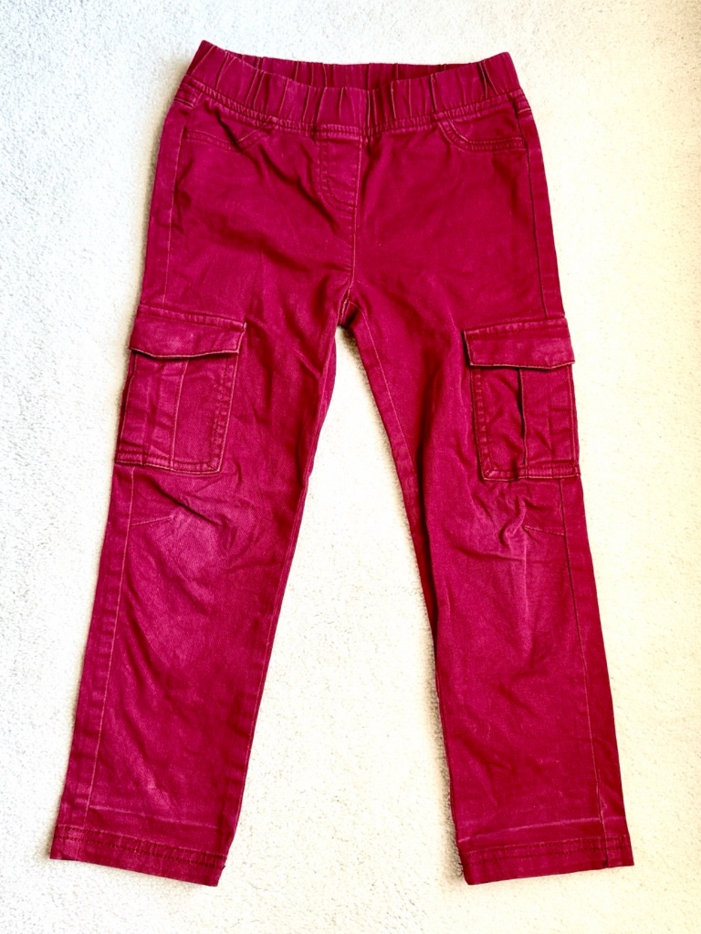 Hanna Andersson Cranberry Red Cargo Utility Pants Pockets Girls Size 5